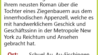 "Die Stickerin" Lesung mit Margrit Schreiber "Die Stickerin" Lesung mit Margrit Schreiber
